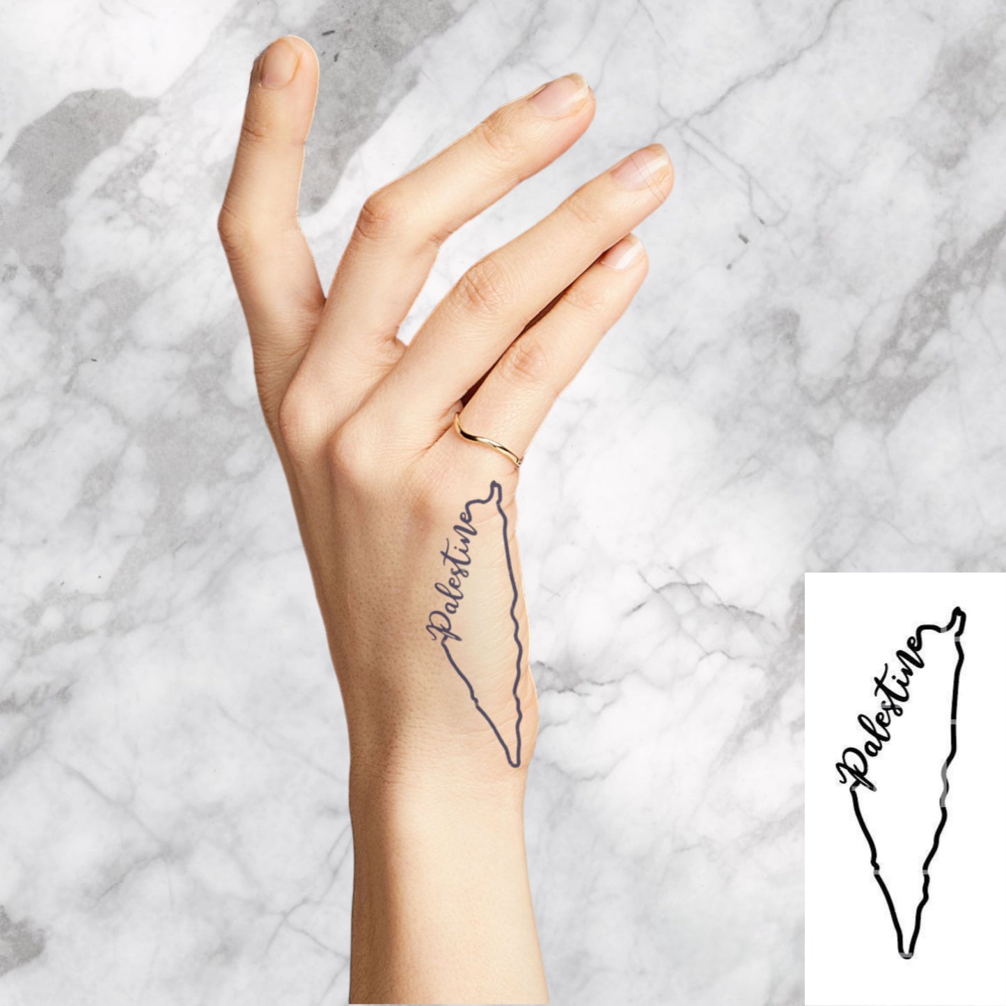 100% Natural Semi-Permanent Jagua Gel Tattoo | Palestine Country Outline
