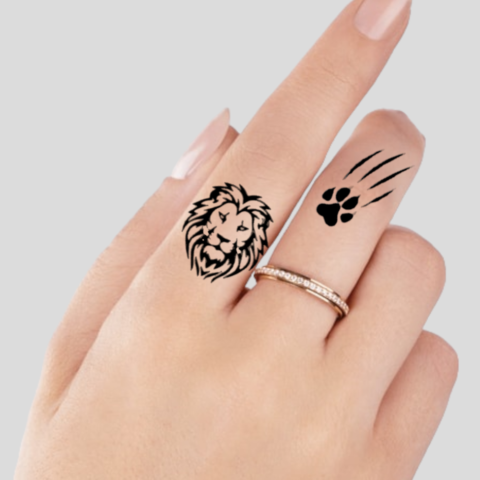 Lion & Paws | 4x Mini 100% Natural Semi-Permanent Jagua Gel Tattoo