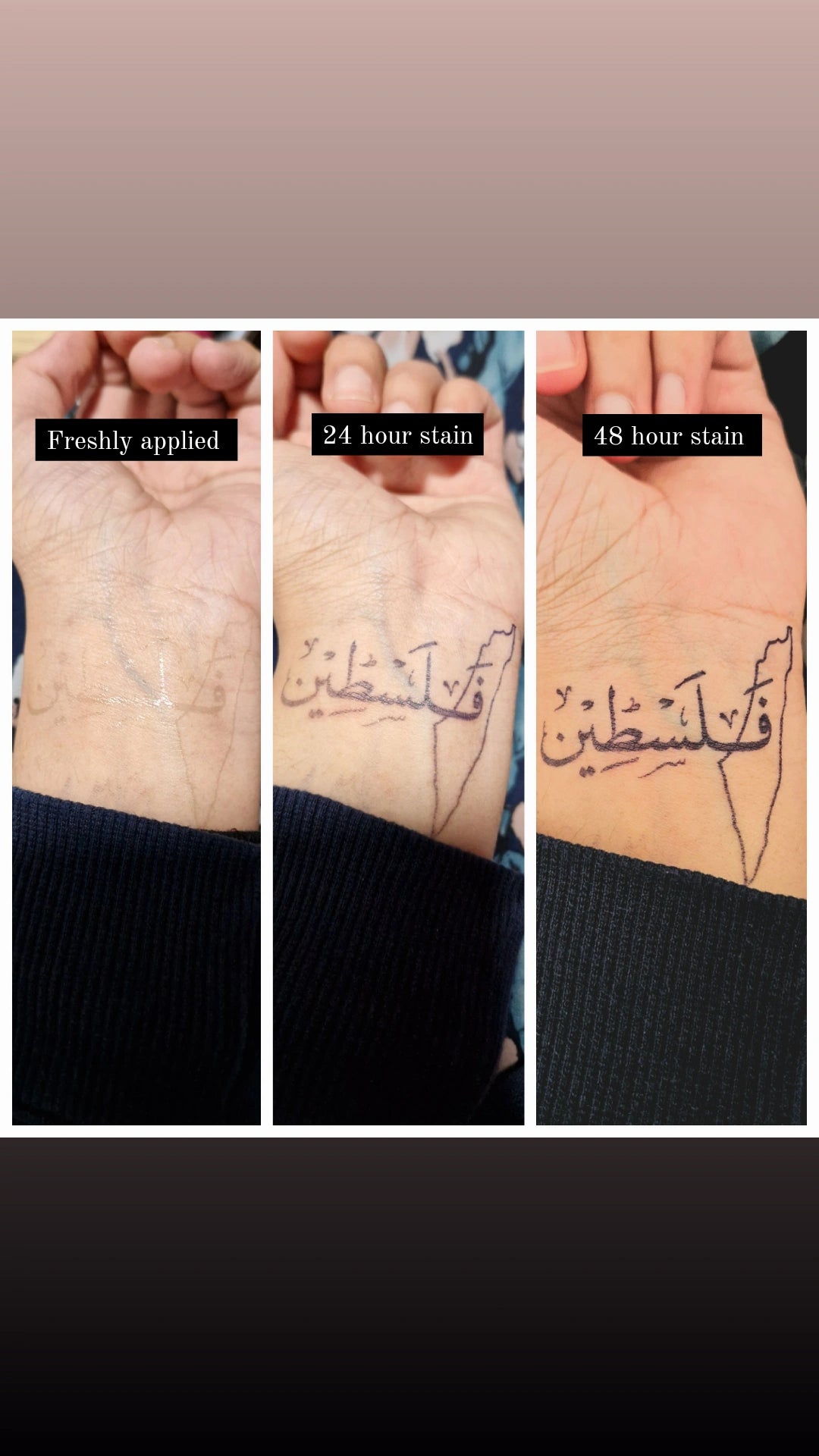 100% Natural Semi-Permanent Jagua Gel Tattoo | فلسطين Country Outline