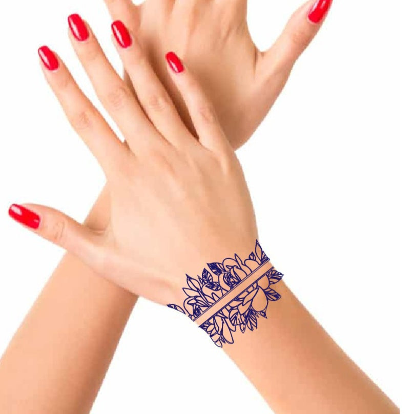 Rose Band | Wrist Design | 100% Natural Semi-Permanent Jagua Gel Tattoo