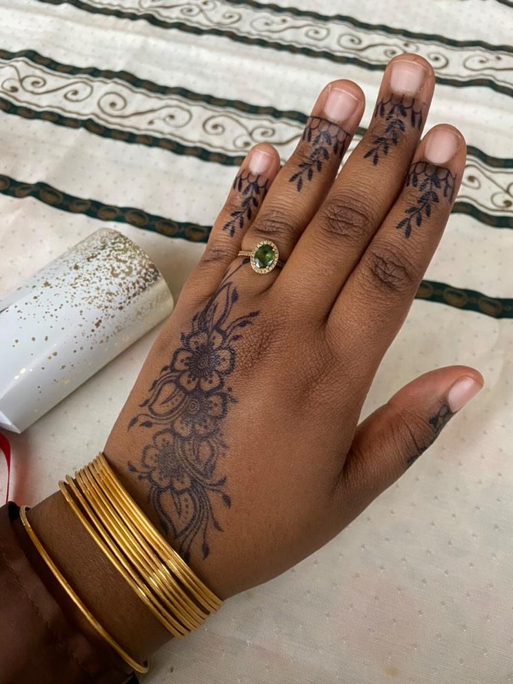 100% Natural Semi-Permanent Jagua Gel Tattoo Large Floral Strip