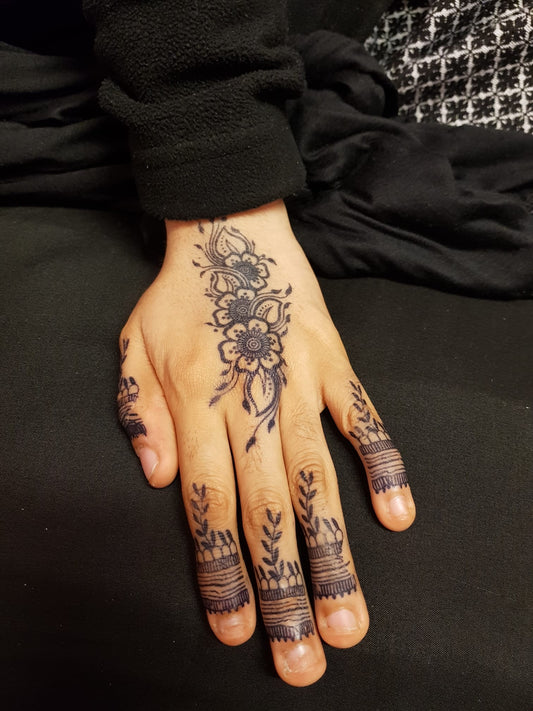 100% Natural Semi-Permanent Jagua Gel Tattoo Large Floral Strip