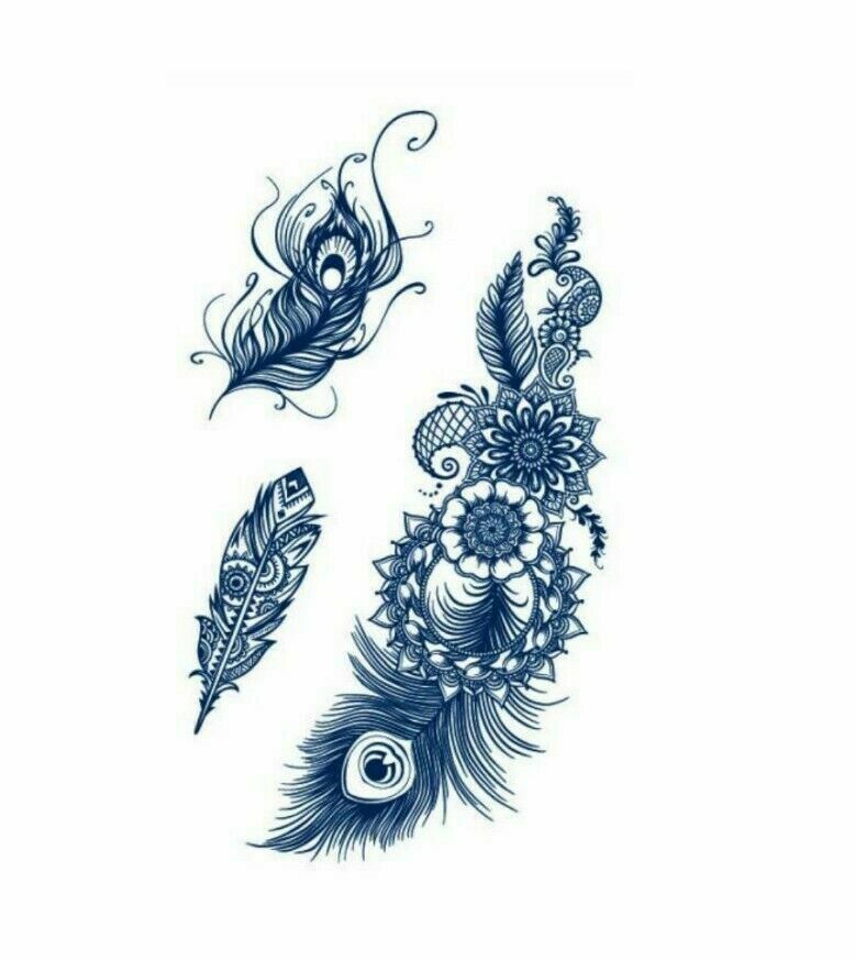 Feather jagua gel tattoo