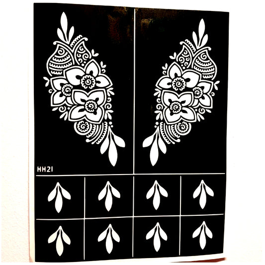 Henna Stencil Template | 4 Petal Flowers