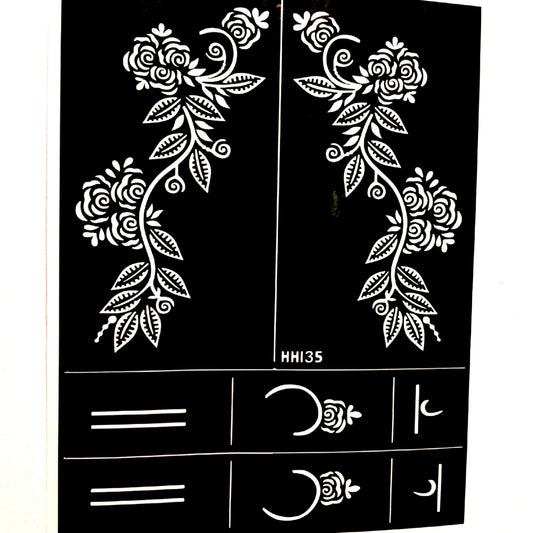 Henna Stencil Template | Roses & Leaves