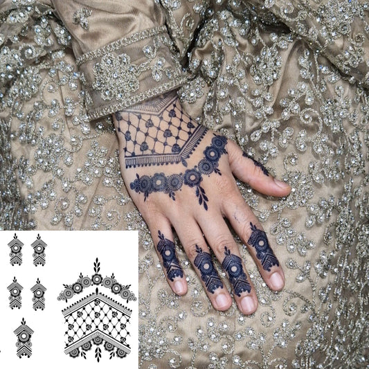 Bridal Floral Net Glove | 100% Natural Semi-Permanent Tattoo Stain | Jagua Gel