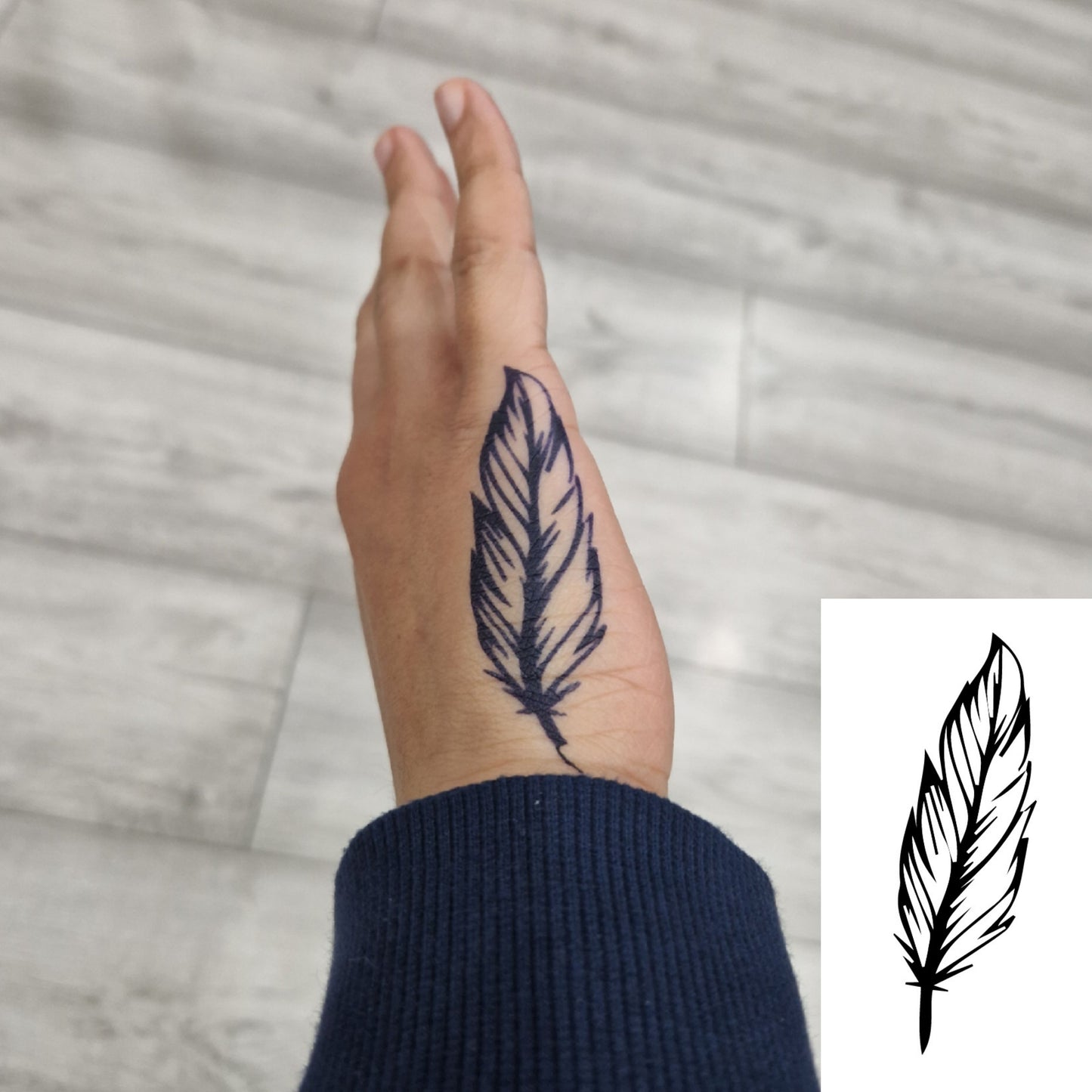 Simple Feather | 100% Natural Semi-Permanent Tattoo Stain | Jagua Gel