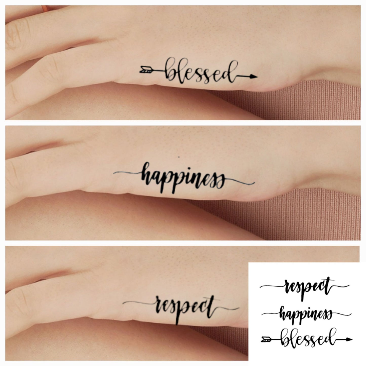 Positive Vibes | 3x Quotes 100% Natural Semi-Permanent Jagua Gel Tattoo