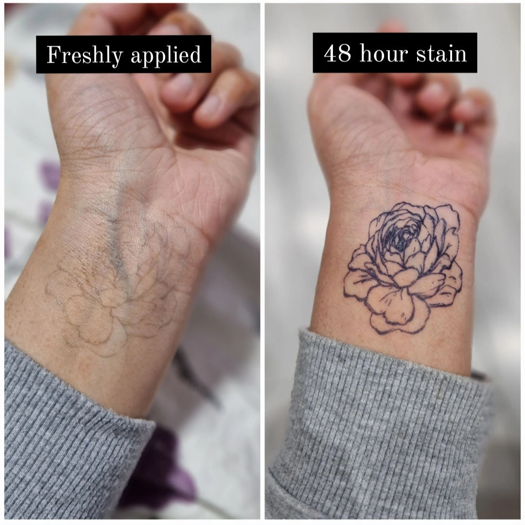 Lonely Peony | 100% Natural Semi-Permanent Tattoo Stain | Jagua Gel