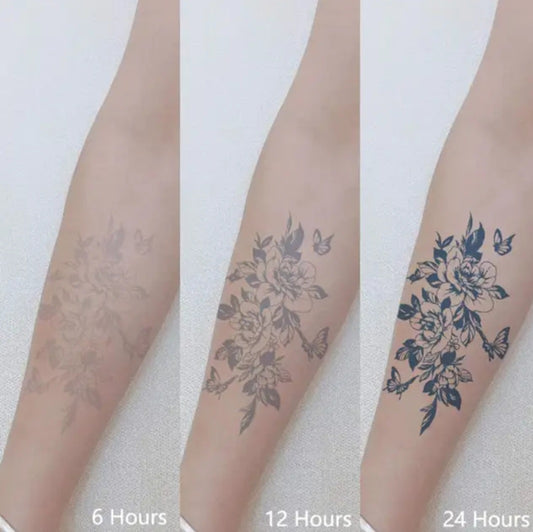 100% Natural Semi-Permanent Jagua Gel Tattoo | Peonies & Butterflies