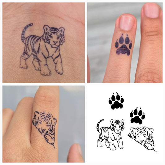 Tiger Cubs | 4x Mini 100% Natural Semi-Permanent Jagua Gel Tattoo