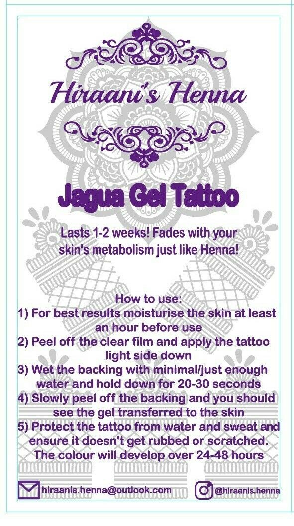 jagua gel tattoo lasts 2 weeks