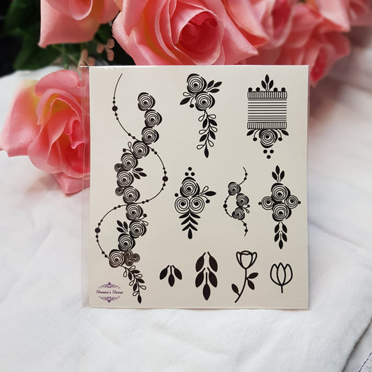 Temporary Henna Tattoo | Stick on Tattoo | Rose Strip