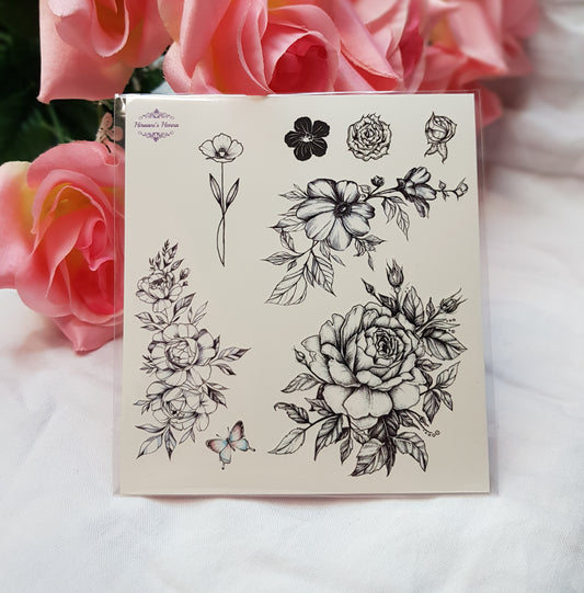 Temporary Tattoo | Stick on Tattoo | Detailed Floral Collection