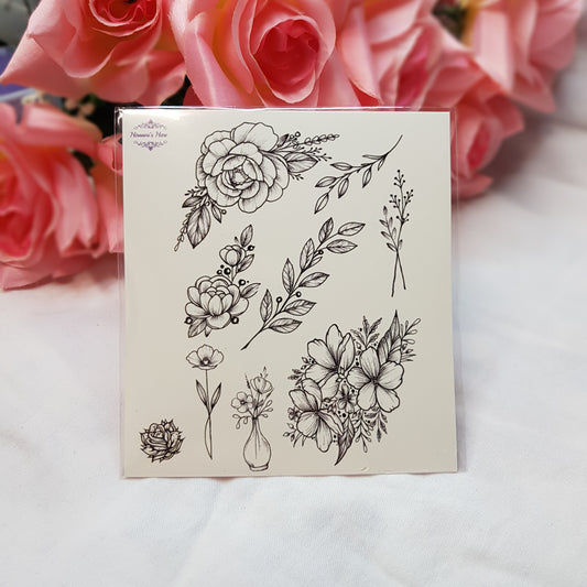 Temporary Tattoo | Stick on Tattoo | Floral Collection