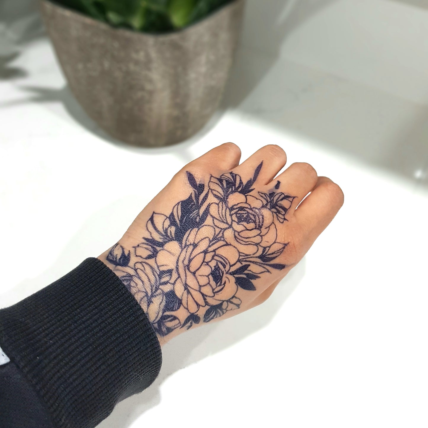Peonies & Leaves | 100% Natural Semi-Permanent Tattoo Stain | Jagua Gel
