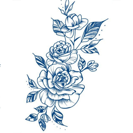 Roses & Leaves | 100% Natural Semi-Permanent Tattoo Stain | Jagua Gel