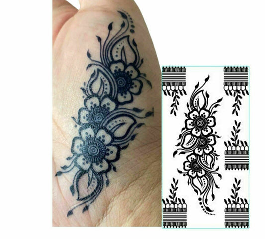 100% Natural Semi-Permanent Jagua Gel Tattoo Large Floral Strip