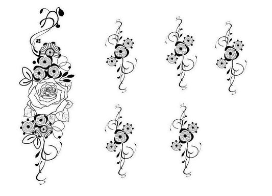 100% Natural Semi-Permanent Jagua Gel Tattoo Roses and Vines